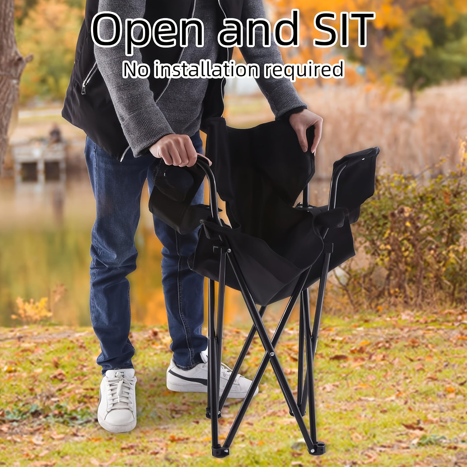 Folding Camping Chairs Set of 2 with Cup Holder & Storage Bag – Steel Frame Oxford Cloth Portable Outdoor Chairs for Camping, BBQ, Beach, Backyard & Tailgate