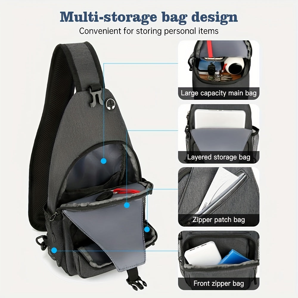 Crossbody Sling Bag for Men Women Large Capacity – Single Shoulder Travel Bag Multi-Purpose Outdoor Hiking Commuter Everyday Carry EDC Bag Secure Zipper Closure Unisex 14 Colors