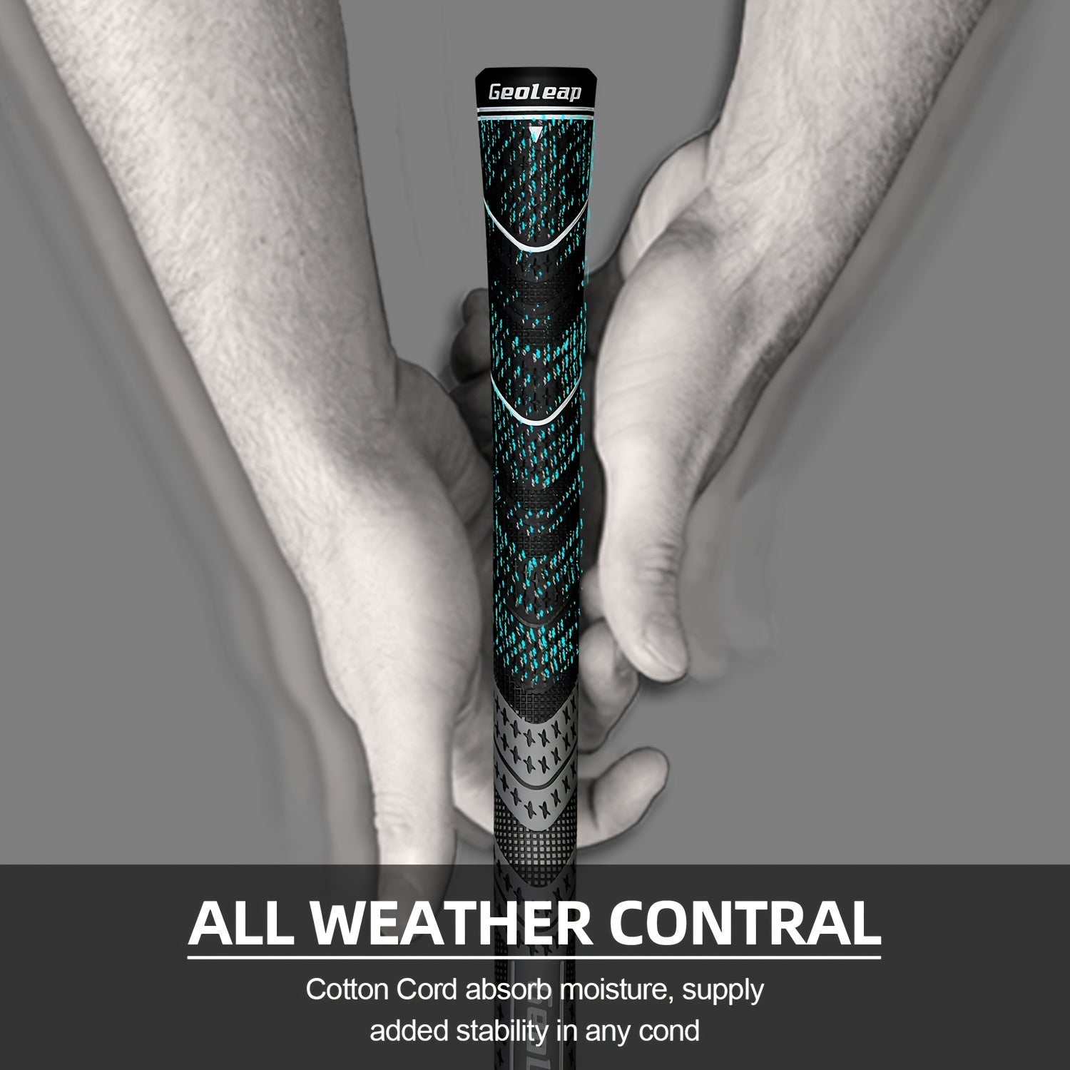Geoleap Golf Grips Set of 13 Cord Rubber Compound Hybrid – All Weather Golf Club Grips Standard Midsize 8 Colors