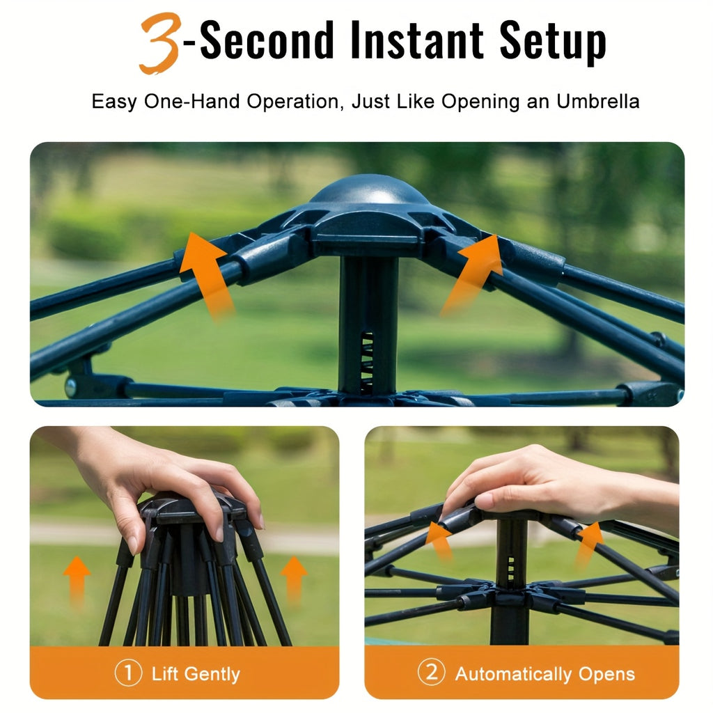 Instant Setup Camping Tent 1-4 Person All Season Automatic Pop-Up Tent Dual Doors Mesh Windows Windproof for Camping Hiking Hunting Backpacking Travel