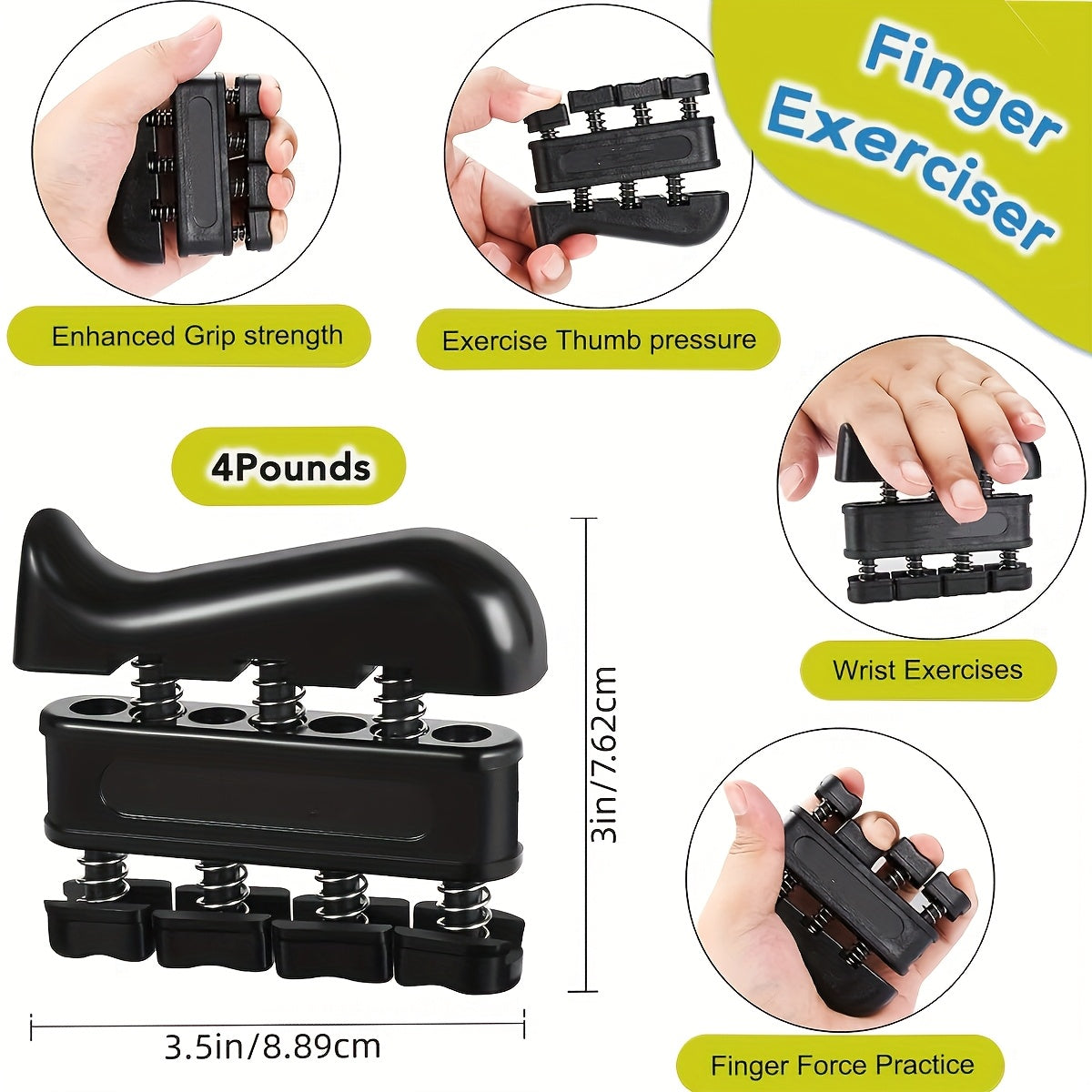 Grip Strength Trainer Set 6Pcs – Adjustable Hand Gripper Finger Exerciser Forearm Workout Rings Finger Stretcher & Extensor for Men Women Rock Climbing Fitness Guitar Players