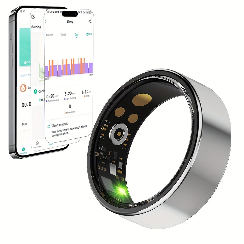 Smart Ring Fitness Tracker Waterproof for Men Women – Sleep Tracking, Pedometer, Calories & Exercise Tracking, Compatible with iPhone Android, Sizes #7-#13, Black Rose Gold Silver