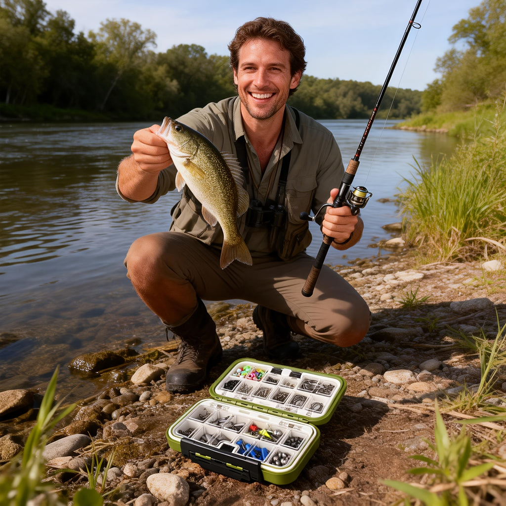 Fishing Tackle Kit 132 204 305 405pcs Complete Tackle Box with Hooks Weights Sinkers Spinner Blades Fishing Accessories for Bass Trout Bluegill Crappie Freshwater Fishing Gear Set