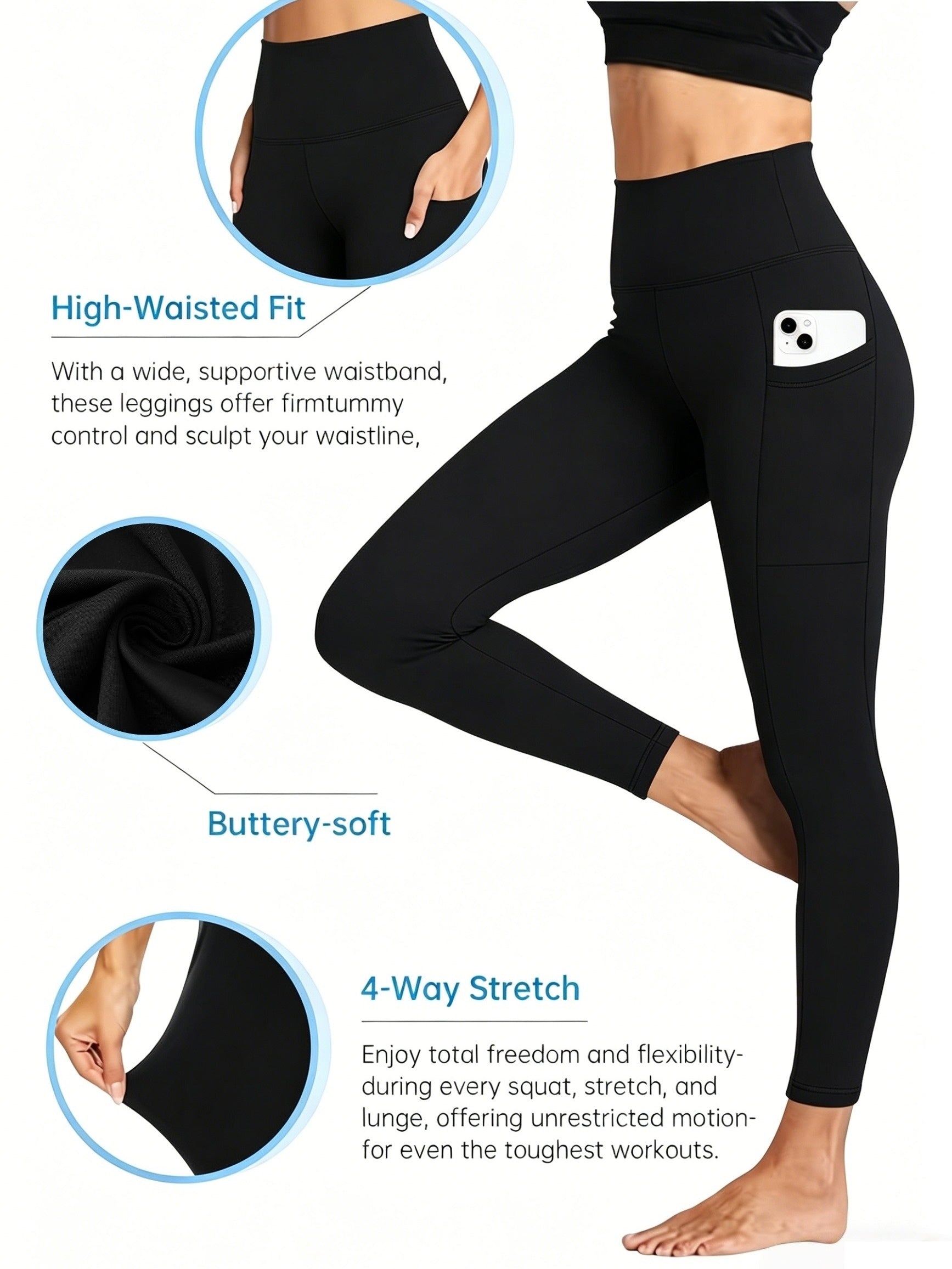 Tummy Control Leggings for Women 5 Pack – Hip Lifting Quick Dry High Stretch Breathable Yoga Gym Pilates Workout Pants XS-XL Mixed Colors