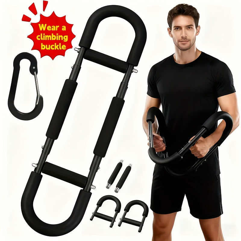 Arm Training Spring Exercise Bar 3-Speed Adjustable Resistance – Forearm Triceps Chest Exerciser Detachable Portable Home Gym Fitness Equipment – Upper Body Strength Trainer for Men & Women