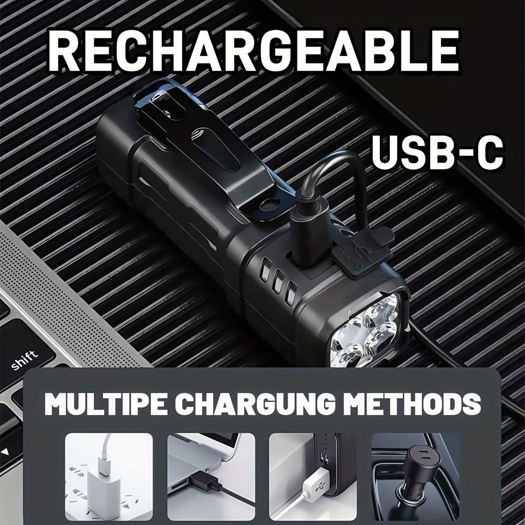 1000 Lumen Tactical Flashlight & Pocket Knife 2-Piece Survival Set – USB Rechargeable 250M Beam 4-Mode Aluminum Flashlight + Clip Knife for Camping Hiking Fishing Emergency EDC