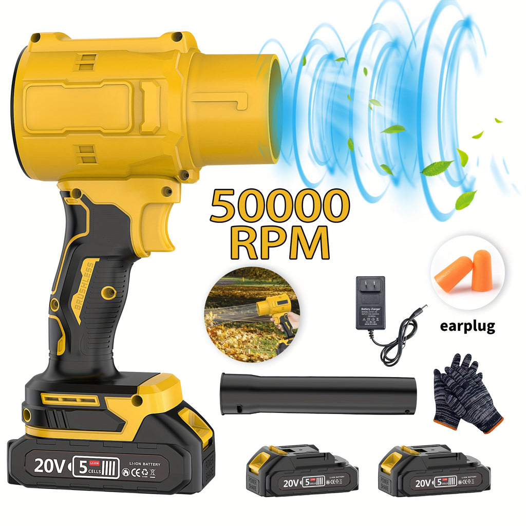 Cordless Leaf Blower 20V 50000RPM – Turbo Air Blower for Leaf Blowing, Snow Removal, Car Drying & Dust Cleaning, Rechargeable Lithium Battery, Lightweight Handheld Outdoor Tool