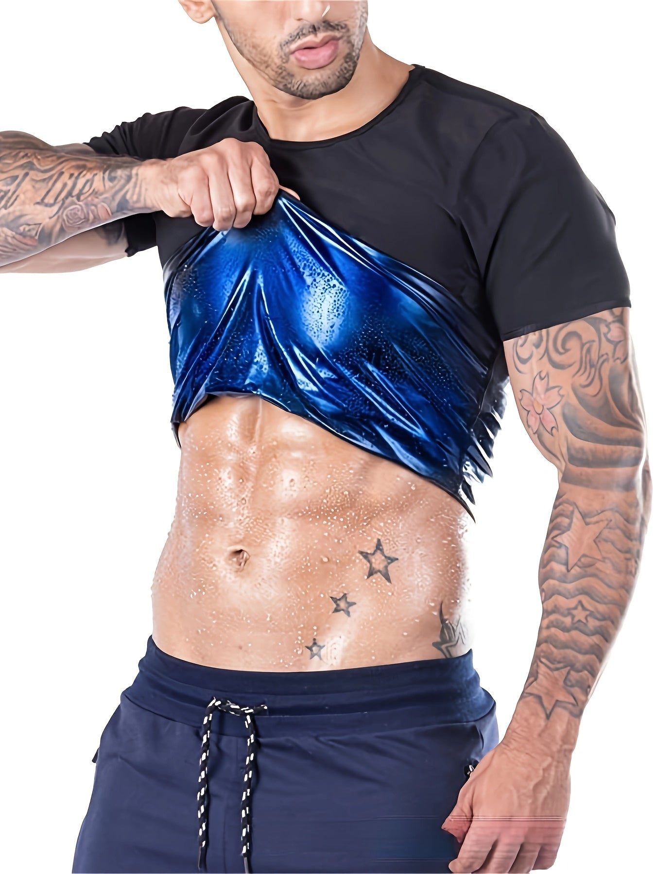 Men's Compression Shaping Short Sleeve Sauna Sweat Shirt – Tight Fit Workout T-Shirt for Gym, Running, Yoga & Training | 90% Polyester 10% Elastane | S–XXL