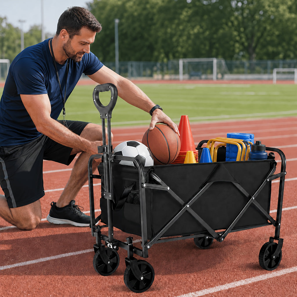 Heavy-Duty All-Terrain Folding Wagon Cart - 220/330/450LBS Capacity, Iron Frame & 800D Oxford Fabric, No Assembly Required for Camping, Beach, Garden & Sports (3 Colors)