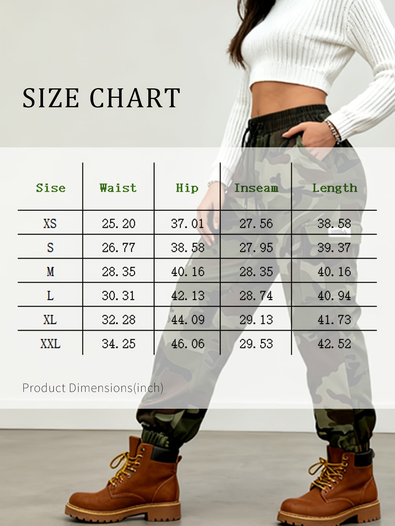Women's Camo Cargo Pants Lightweight Breathable Hiking Camping Outdoor Long Pants Elastic Waistband Camouflage Trousers Summer Travel Casual Wear XS-XXL