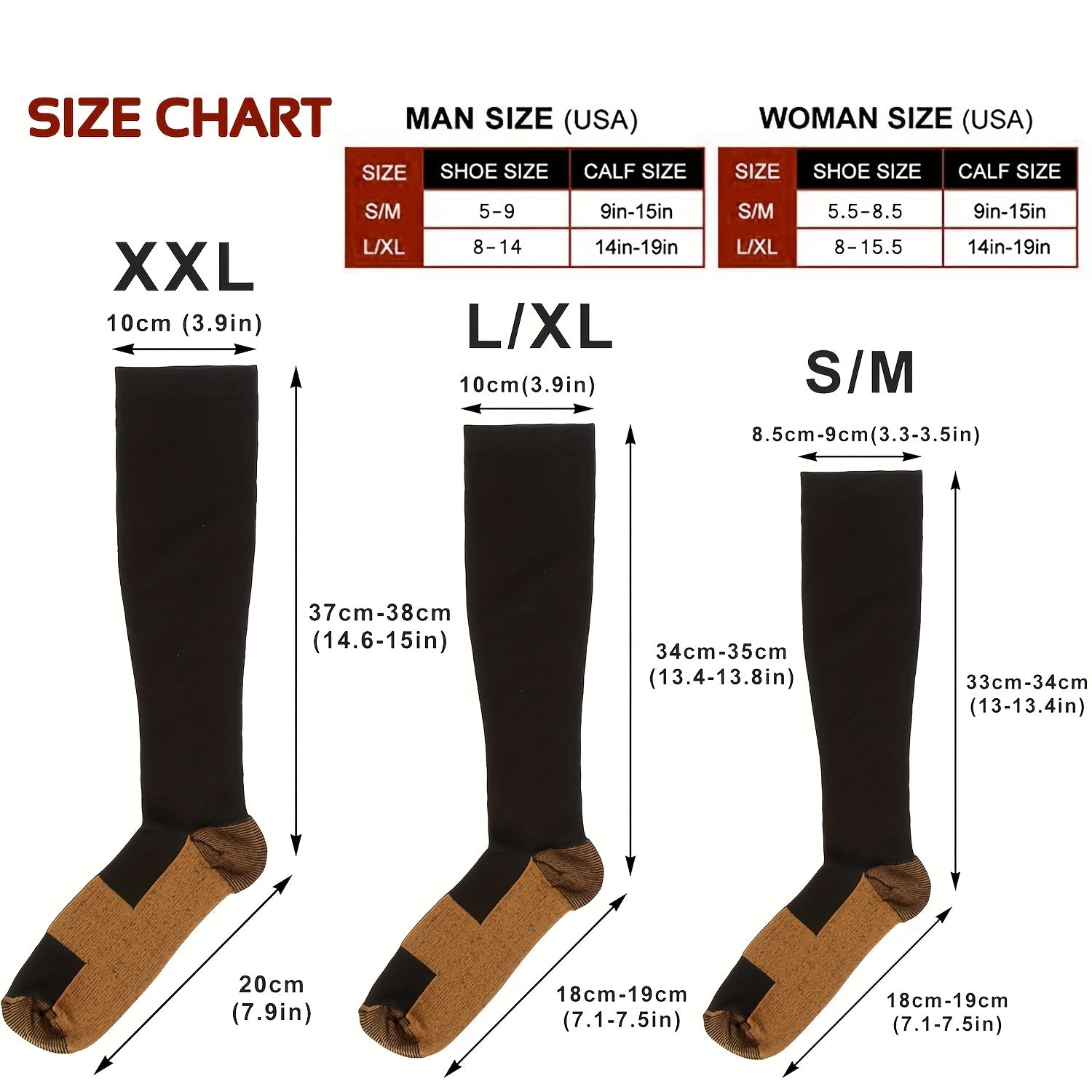 Compression Sport Socks 5 Pairs Unisex Nylon Elastic Enhanced Endurance for Running Cycling Hiking Training All-Day Athletics M-XXL