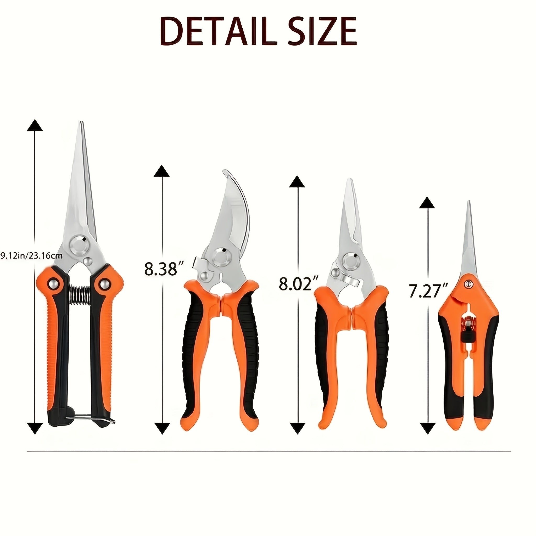 Garden Pruning Shears Set 6-Piece - Stainless Steel Bypass Pruners, Ergonomic Non-Slip Handles, Fruit Picker Branch Cutter Lawn Trimming Tree Care Kit for Men Women