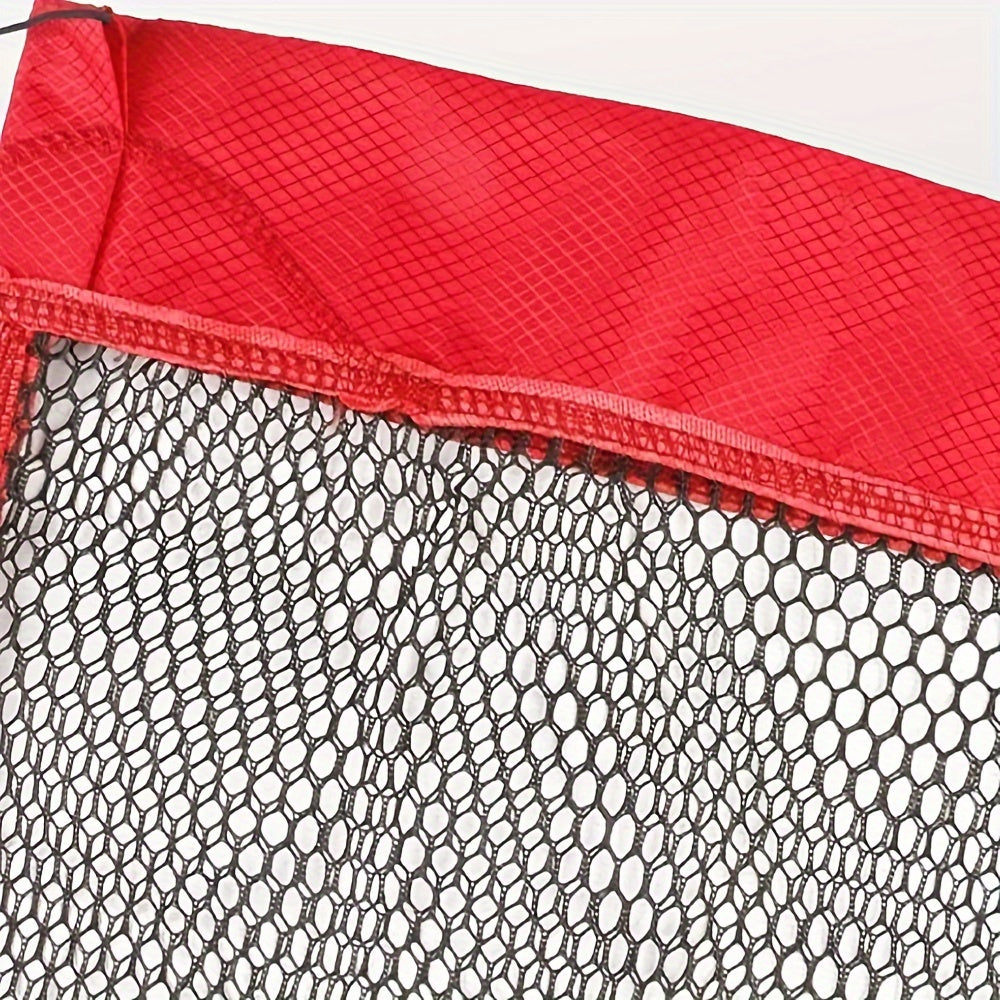 Portable Nylon Fishing Net Bag Mesh Fish Collection Cage – Lightweight Easy-Carry Handle for Fishing Snorkeling Gear Storage Black Red