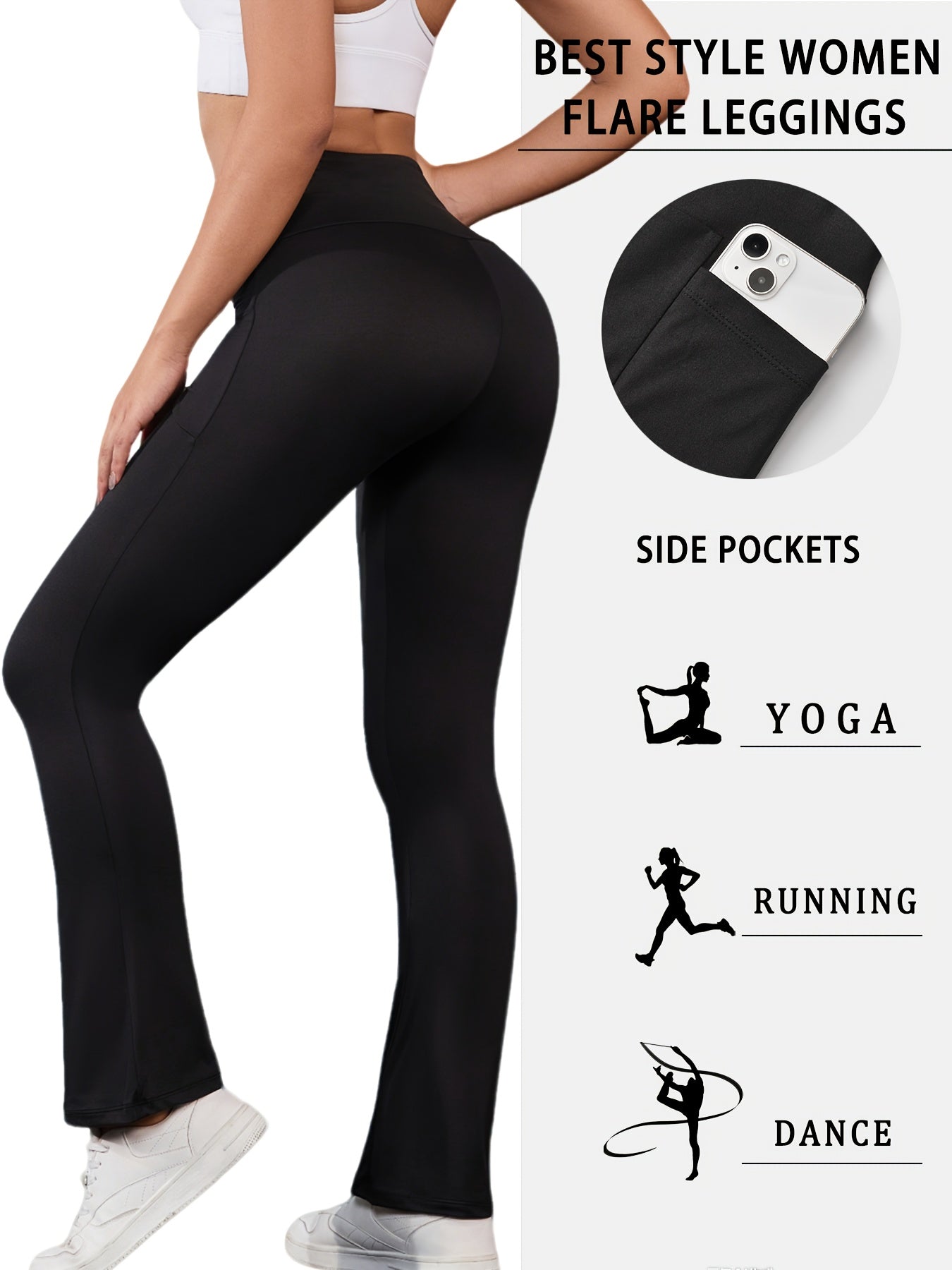 3-Pack Women's Bootcut Flare Yoga Leggings High Waist Tummy Control with Pockets – Super Soft 4-Season Workout Pants for Gym Pilates Everyday Casual Athleisure S M L XL XXL Mixed Color Sets