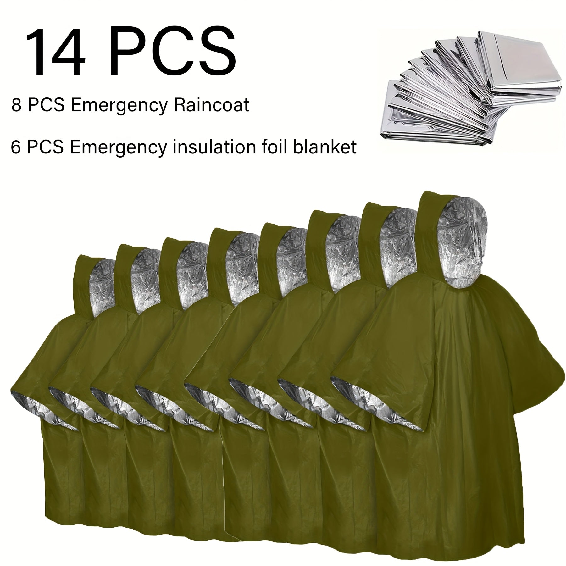 Emergency Rain Poncho Waterproof Two-Sided Thermal Blanket Pack – Portable Raincoat for Hiking Camping Survival Emergency Kit Bug Out Bag