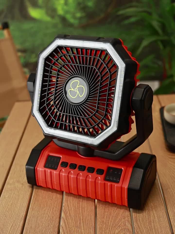 20000mAh Oscillating Camping Fan with LED Lantern & Timer – 4-Speed Rechargeable Battery Tent Fan for Outdoor Camp, RV, Jobsite & Power Outage Emergency Use