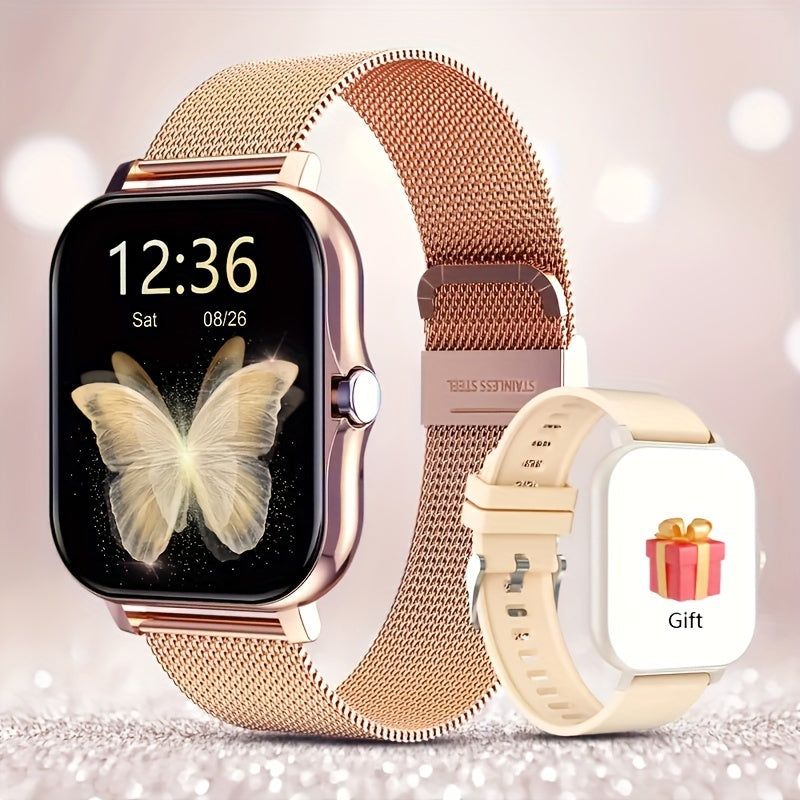 Smartwatch Full Touch Screen Wireless Calling Multi-Sport Modes Music Control Magnetic Charging Compatible with iPhone Android Men Women Fashion Sports Watch