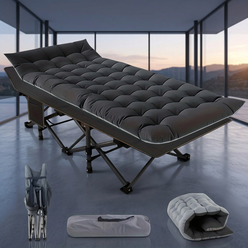 Folding Camping Cot with Mattress 75 Inch Heavy Duty – Portable Sleeping Cot with Carry Bag for Adults, Camping, Hunting, Travel & Guest Bed Indoor Outdoor