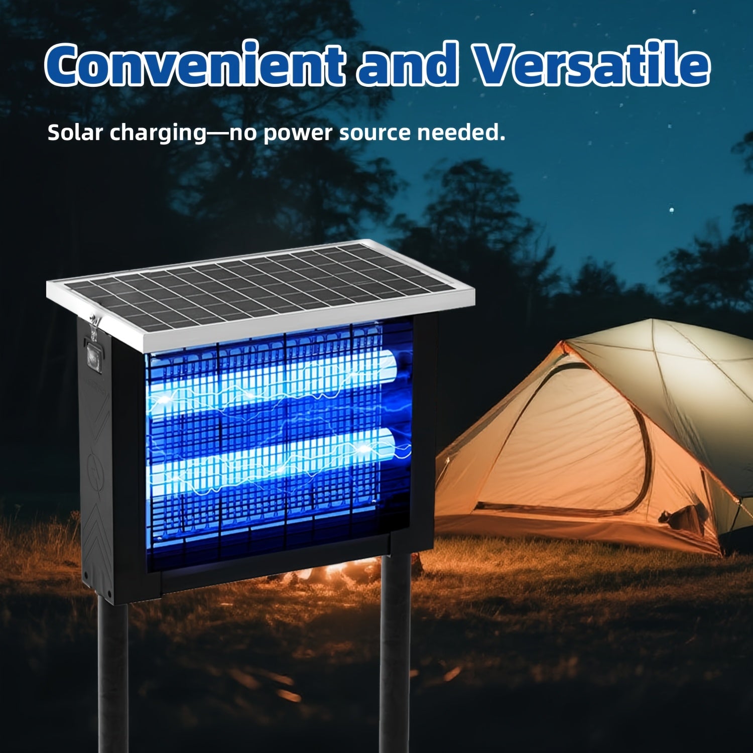 Solar Bug Zapper Outdoor - 2000 Sq Ft Coverage, Rechargeable Cordless Mosquito Zapper, Detachable Solar Panel, Fly Insect Killer for Patio, Garden, Backyard, RV Camping & Pond