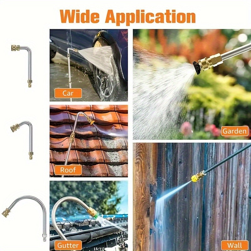 Pressure Washer Extension Wand 120 Inch - 7 or 10pc Stainless Steel Lance Set with U-Shaped & 30°/90° Bends, 1/4" Quick Connect, 4000 PSI for Gutter, Driveway, Deck & Roof Cleaning