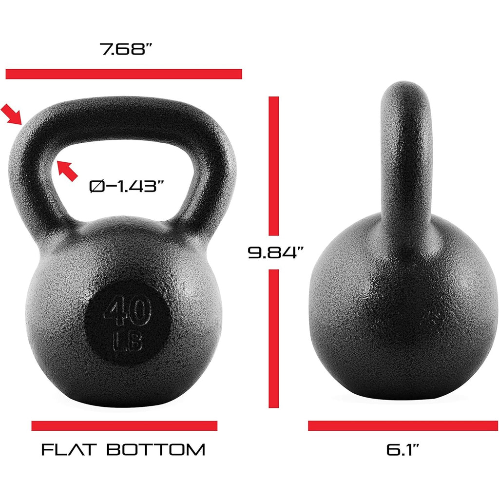 Cast Iron Kettlebell 10 25 35 50 70 LB Hammerstone Painted Flat Bottom Wide Handle – Home Gym Strength Training CrossFit HIIT Full Body Workout Weight