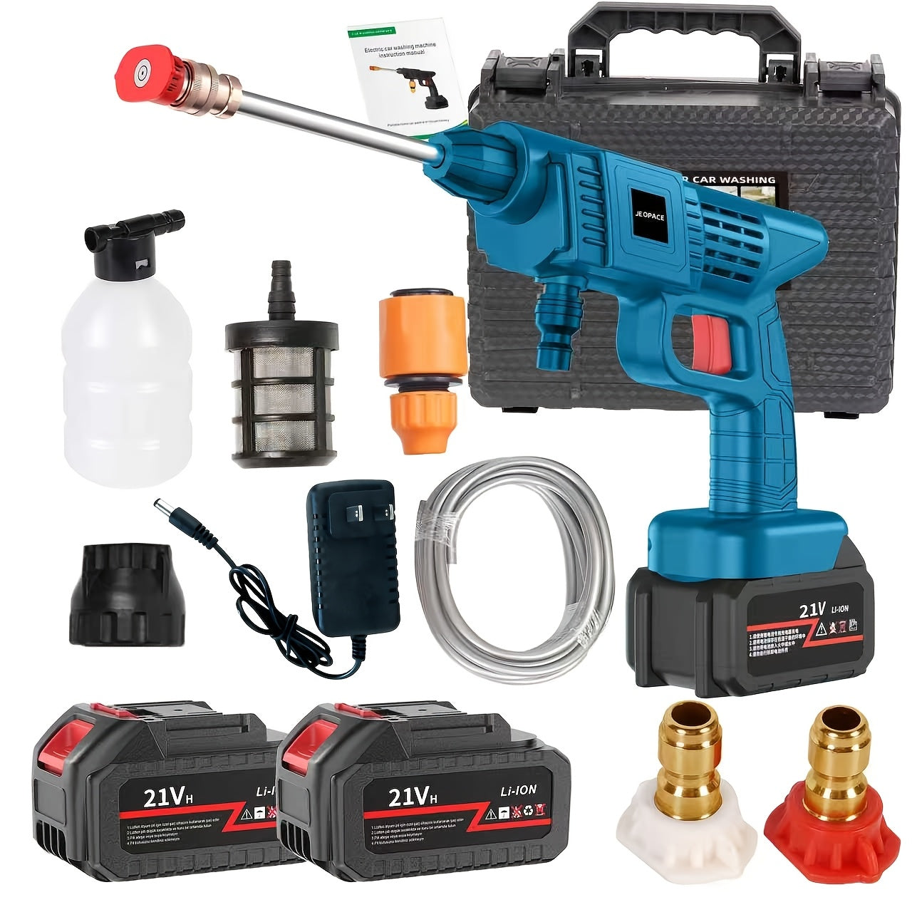 Cordless High Pressure Car Wash Gun - Portable Rechargeable Lithium Battery Foam Spray Washer with Adjustable Nozzle, Car Washing Garden Cleaning Tool, Multiple Bundle Options