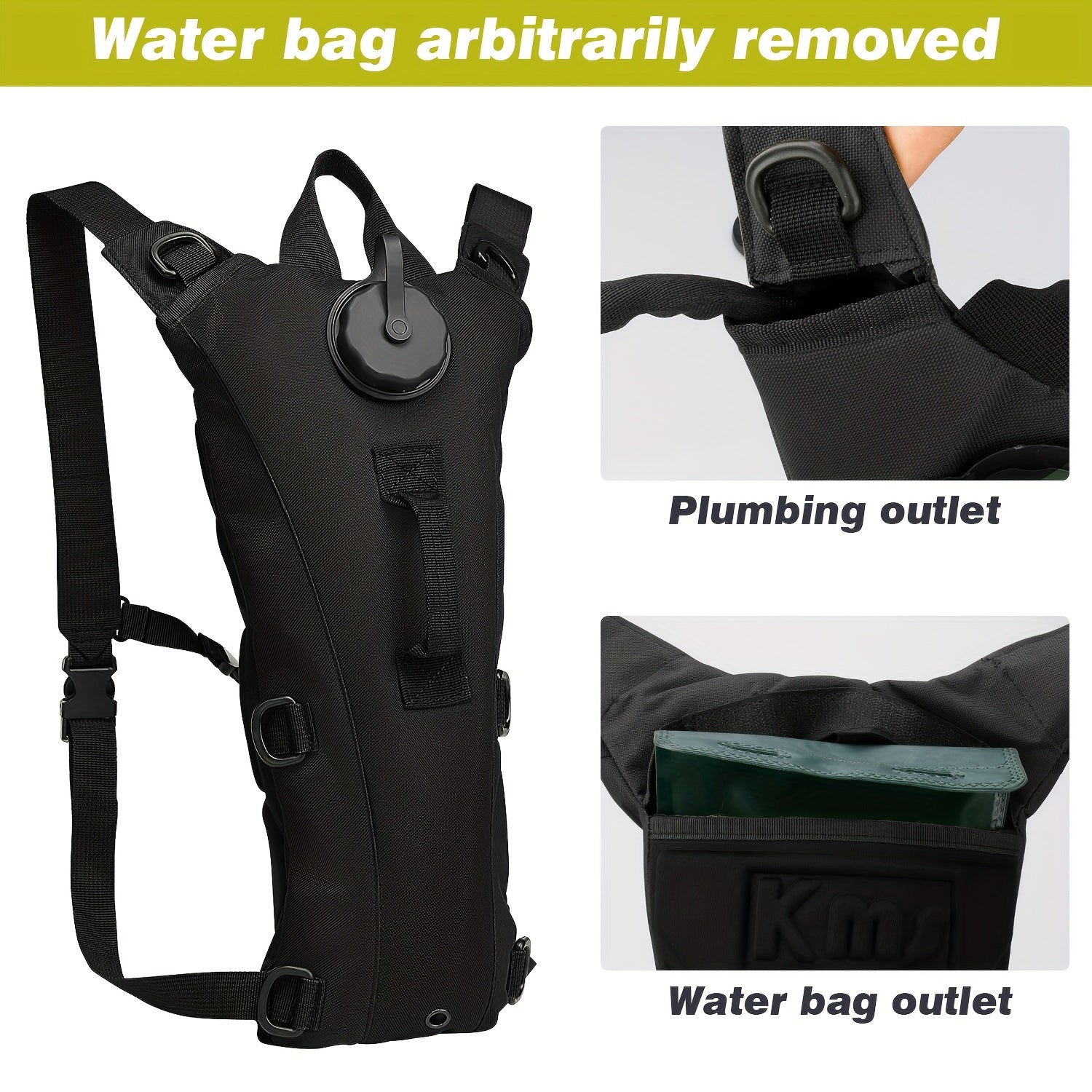 Hydration Backpack with Water Bladder Bag – 3L Hiking Hydration Pack for Men & Women, Nylon Camping Backpack with Water Bag for Trail Running Cycling Outdoor, Camo Gray Khaki Green