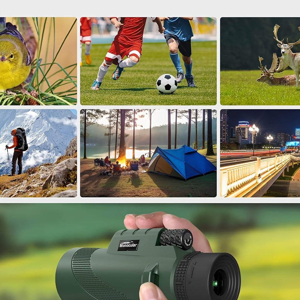 10x42 Monocular Telescope with Phone Adapter & Tripod HD FMC Lens Compact Portable Scope for Bird Watching Wildlife Hiking Camping Concerts Sports