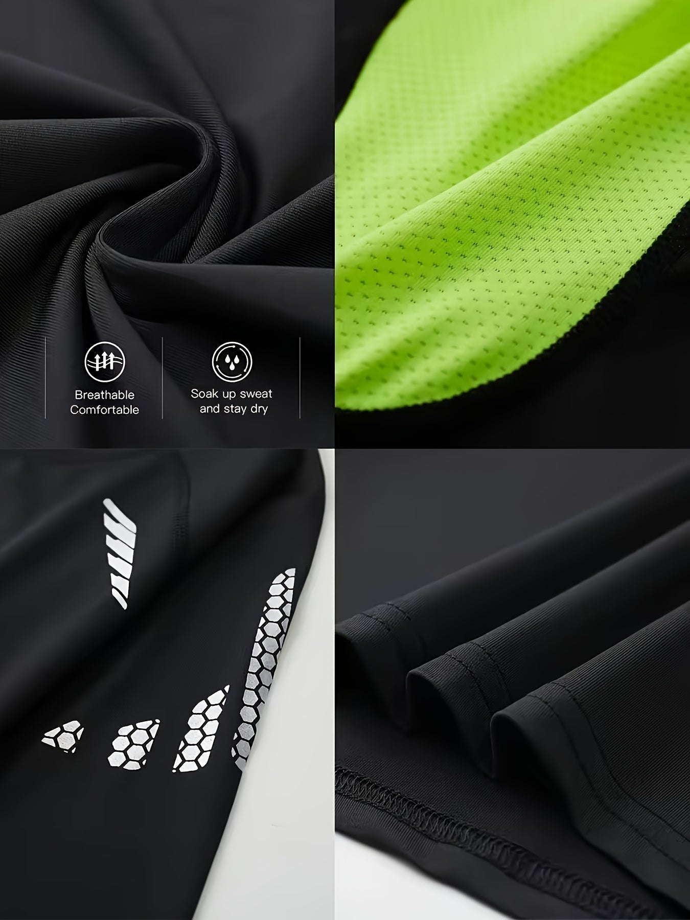 Men's 3-Piece Compression Sports Suit Quick-Dry – Moisture-Wicking Gym Running Training Outfit, High Elastic Breathable Activewear for Cycling Hiking Fitness, Grey & Fluorescent Green, S-XXL