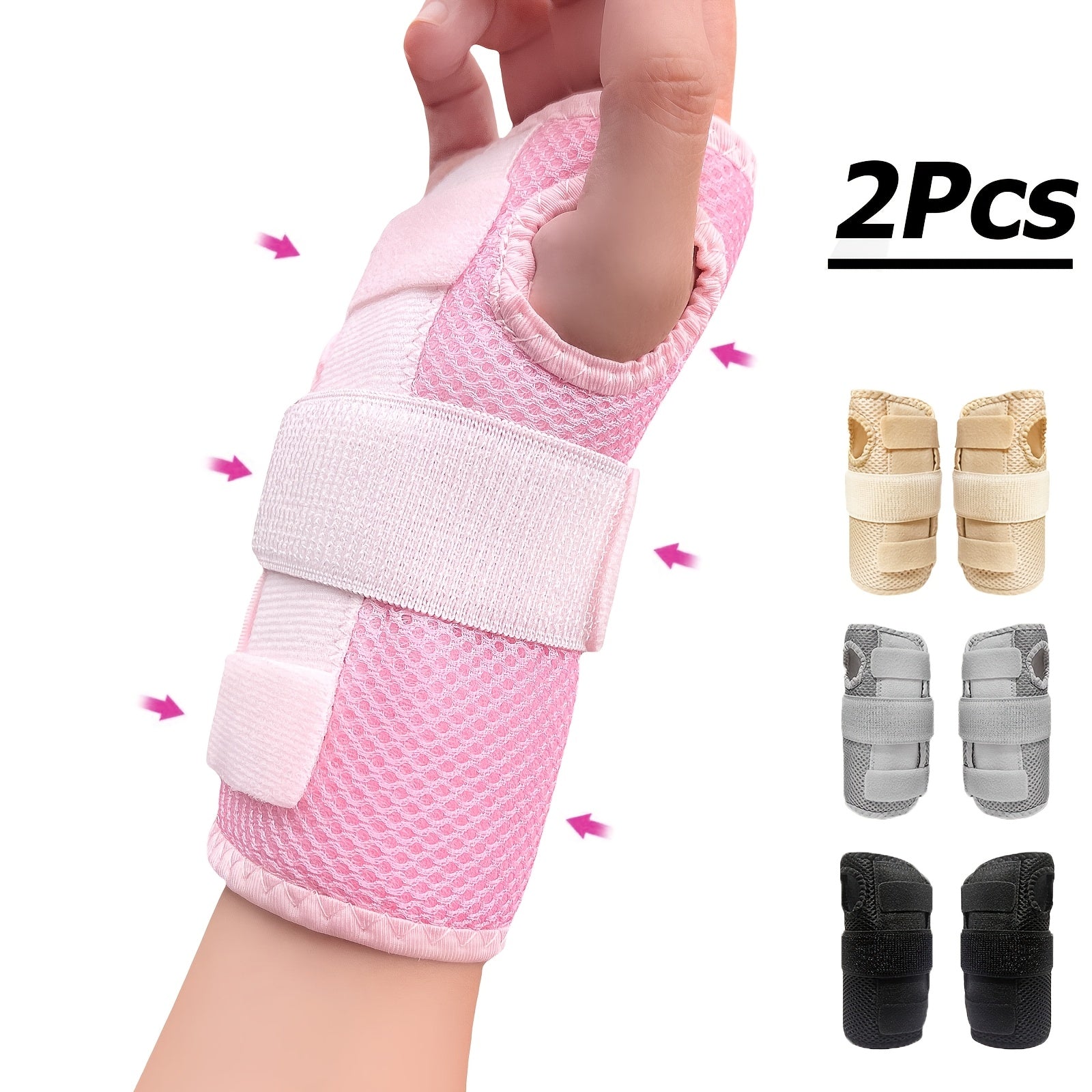 Wrist Brace 1 Pair Dual Plate Triple Fixation Adjustable Breathable Support Wrap – Sports Fitness Carpal Tunnel Pain Relief for Men & Women