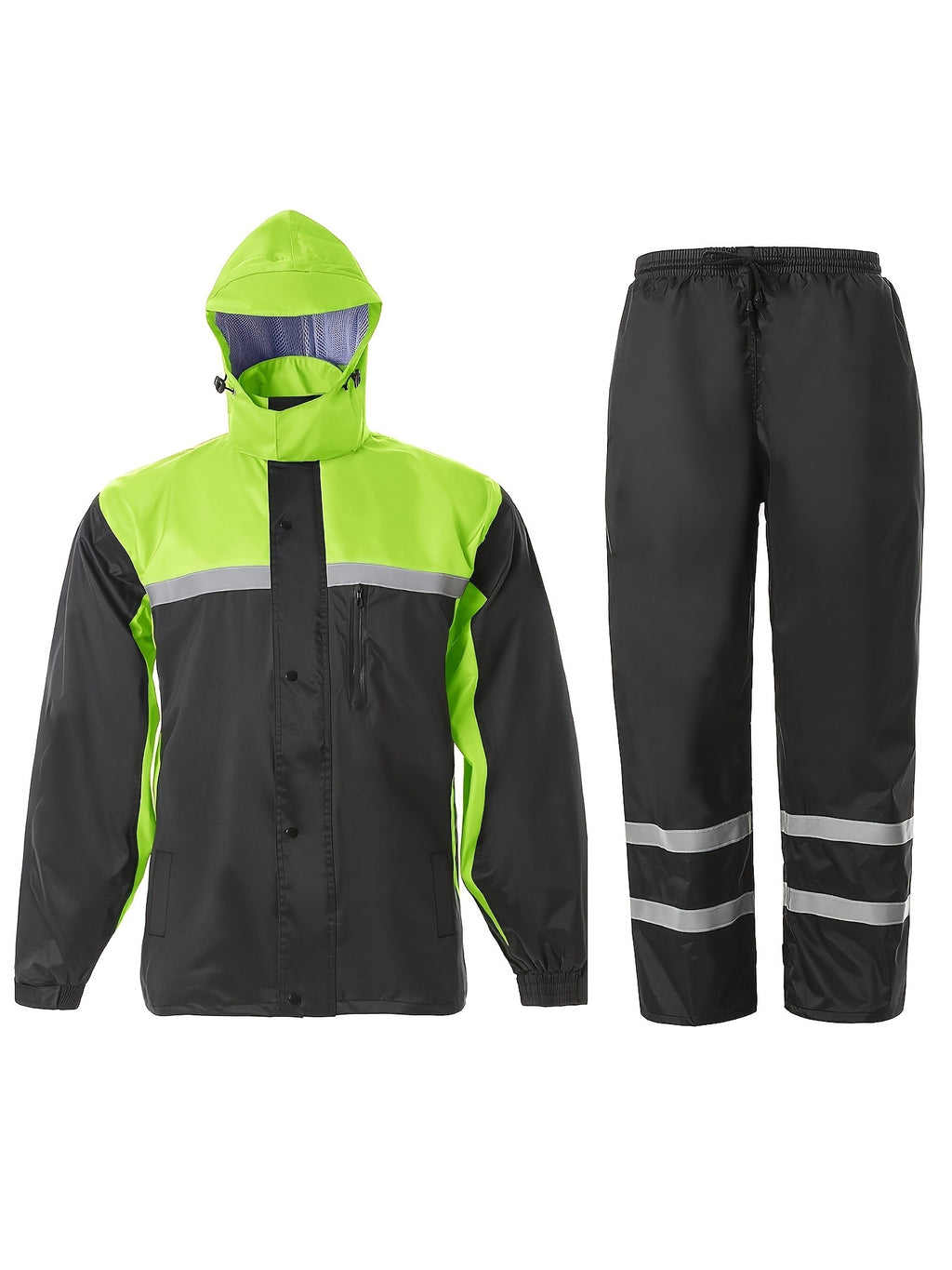 Waterproof Rain Suit for Men High Visibility – Reflective Rain Jacket & Pants for Work Fishing Farming Motorcycle S-XXL (Black, Blue, Yellow)