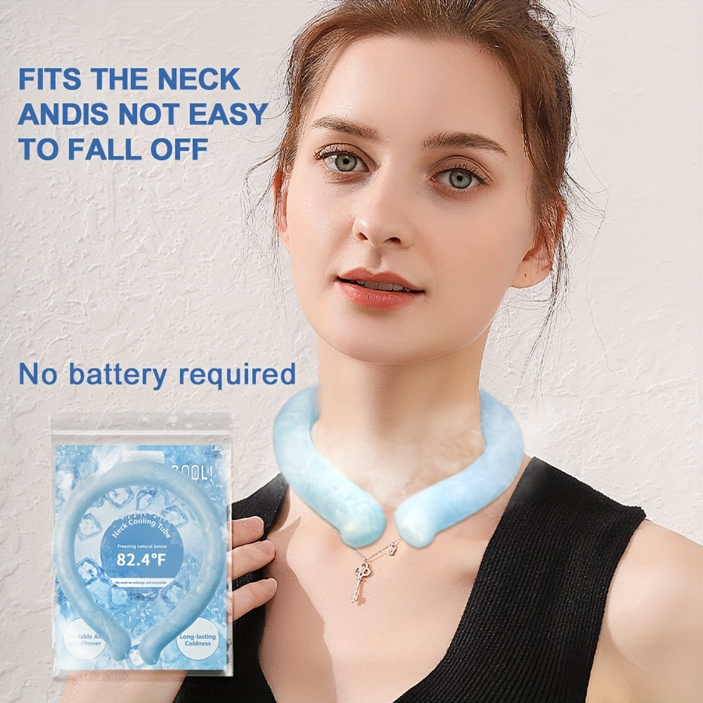 Neck Cooler Ice Ring 3 Pack Wearable Cooling Tube Gel Wrap for Hot Weather Summer Heat Outdoor Workers Sports Hot Flashes Fever Freezes at 28°C Blue White Pink Green