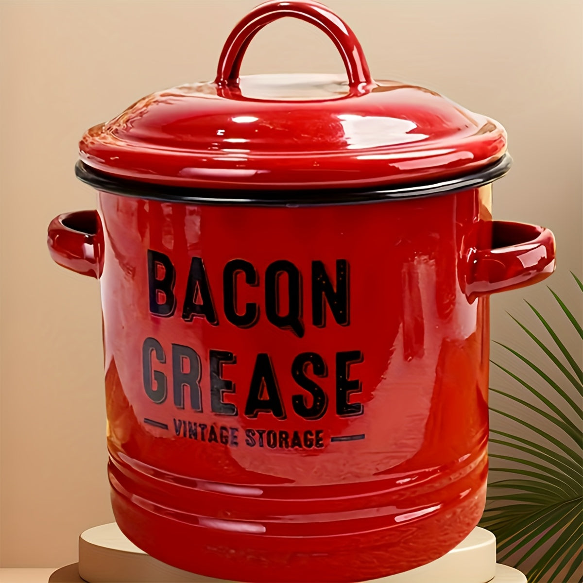 Enamel Oil Can with Filter Large Capacity Grease Storage Container - Bacon Fat Can for Camping & Kitchen - Heat-Resistant Condiment Oil Bottle for Outdoor Cooking - Handmade Camping Kitchenware Gift