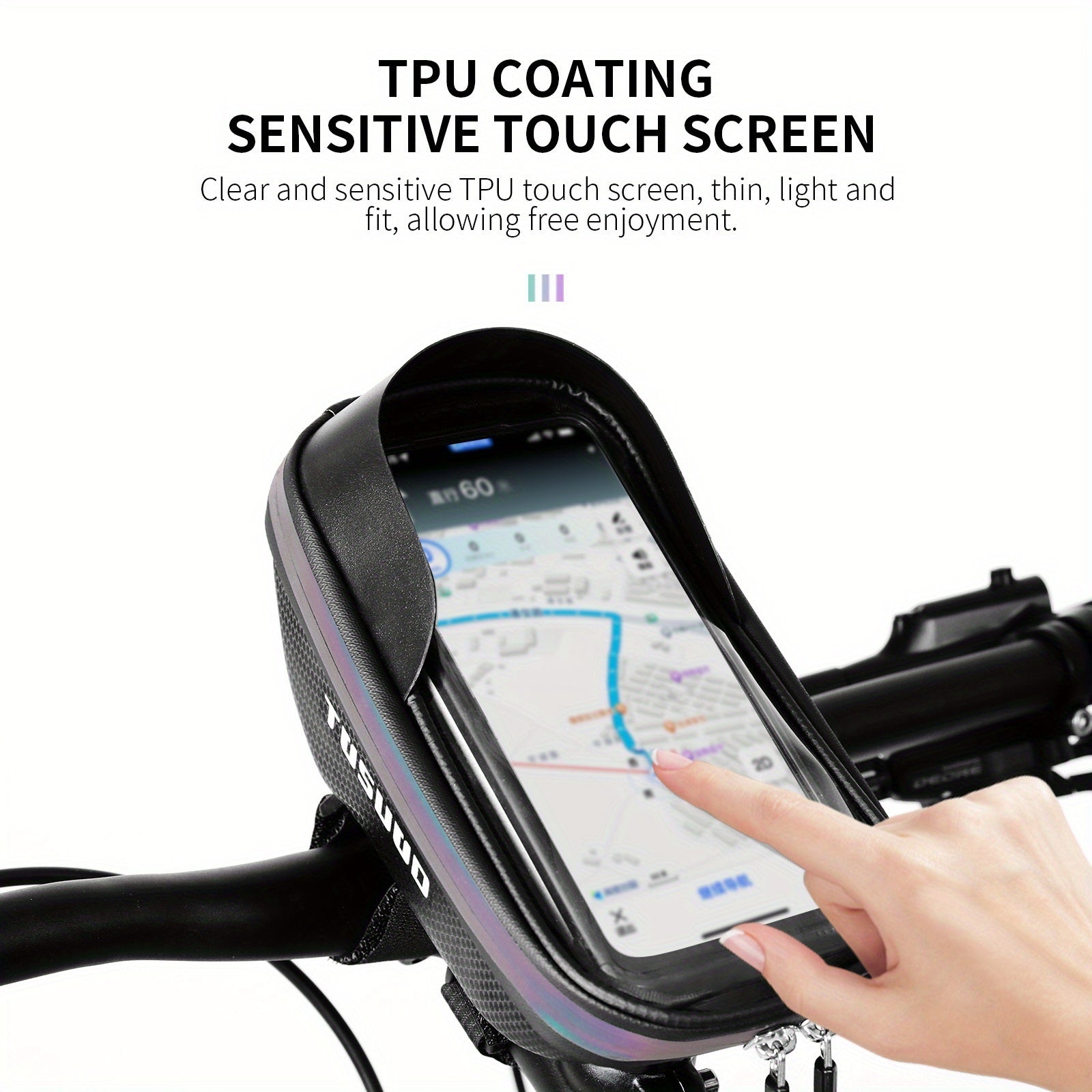 Waterproof Bike Handlebar Bag Phone Mount Front Frame Cycling Storage Bag Fits 8 Inch Phones Touch Screen Window Reflective Strip Mountain Road Gravel E-Bike