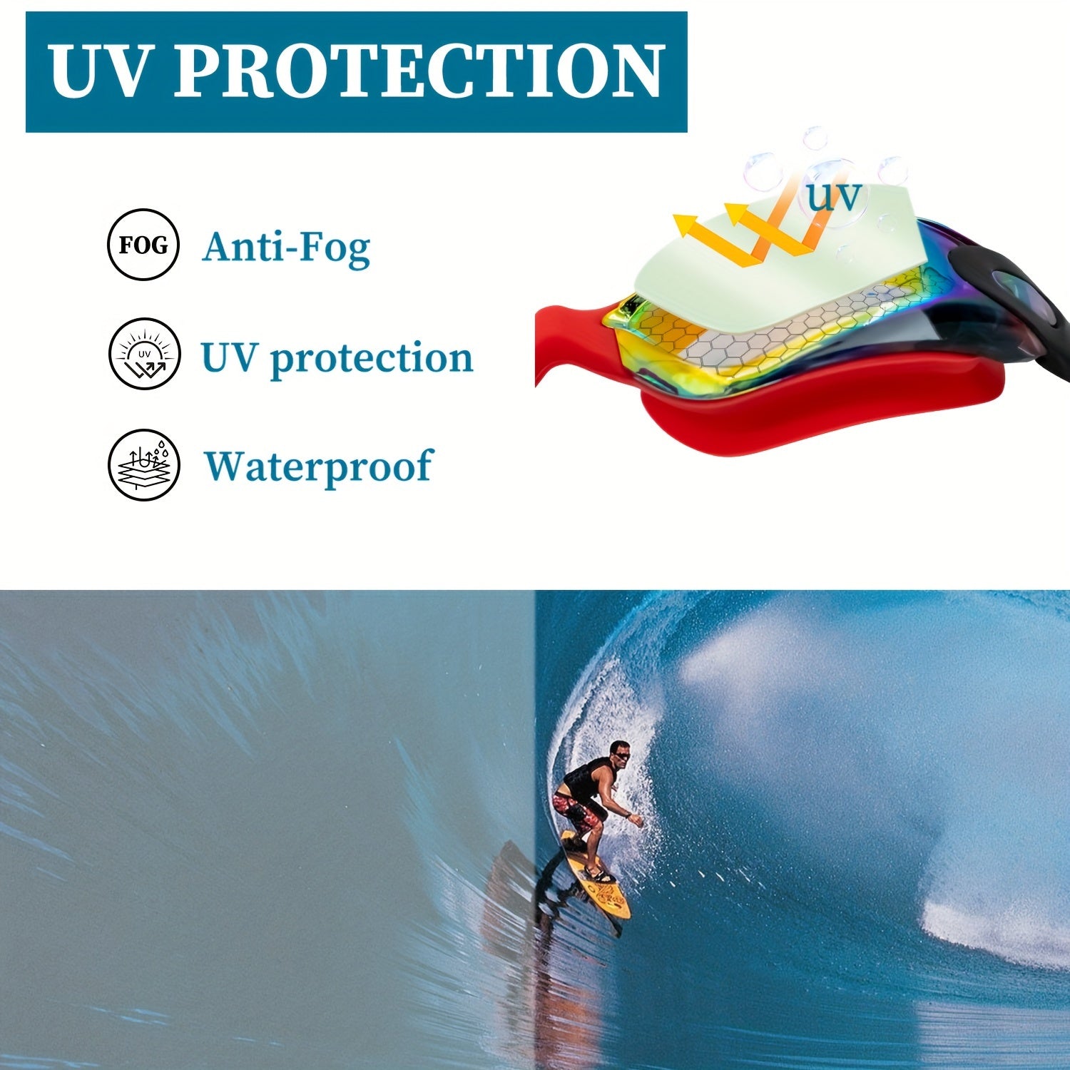 2-Pack HD Swim Goggles Gold-Plated Lens Anti-Fog Anti-Leak with Adjustable Strap & Earplugs - Professional Clear Vision Pool Goggles for Beginners, Daily Training, Men & Women (Black/White or Blue/Red)