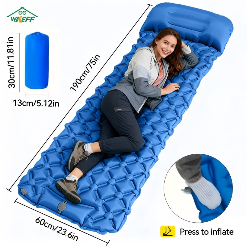 Inflatable Sleeping Pad for Camping with Pillow & Built-in Foot Pump – Ultralight Compact Camping Mattress for Backpacking, Hiking, Car Travel, Beach & Tent, Multiple Colors