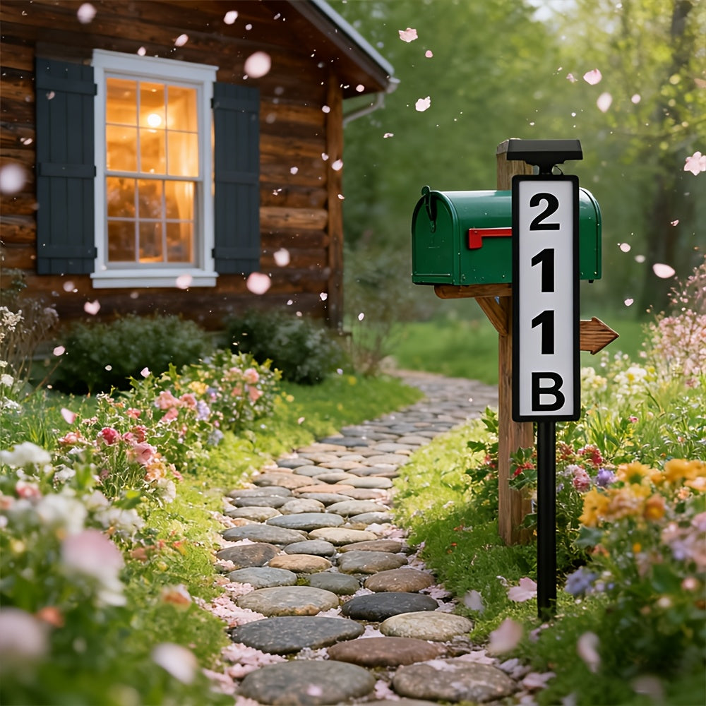 Solar House Number Light Outdoor - Ground Stake Lawn Lamp, No Wiring, Auto Night Lighting, IP44 Waterproof Address Plaque Light for Home, Mailbox, Driveway & Commercial - 1 Pack / 2 Pack