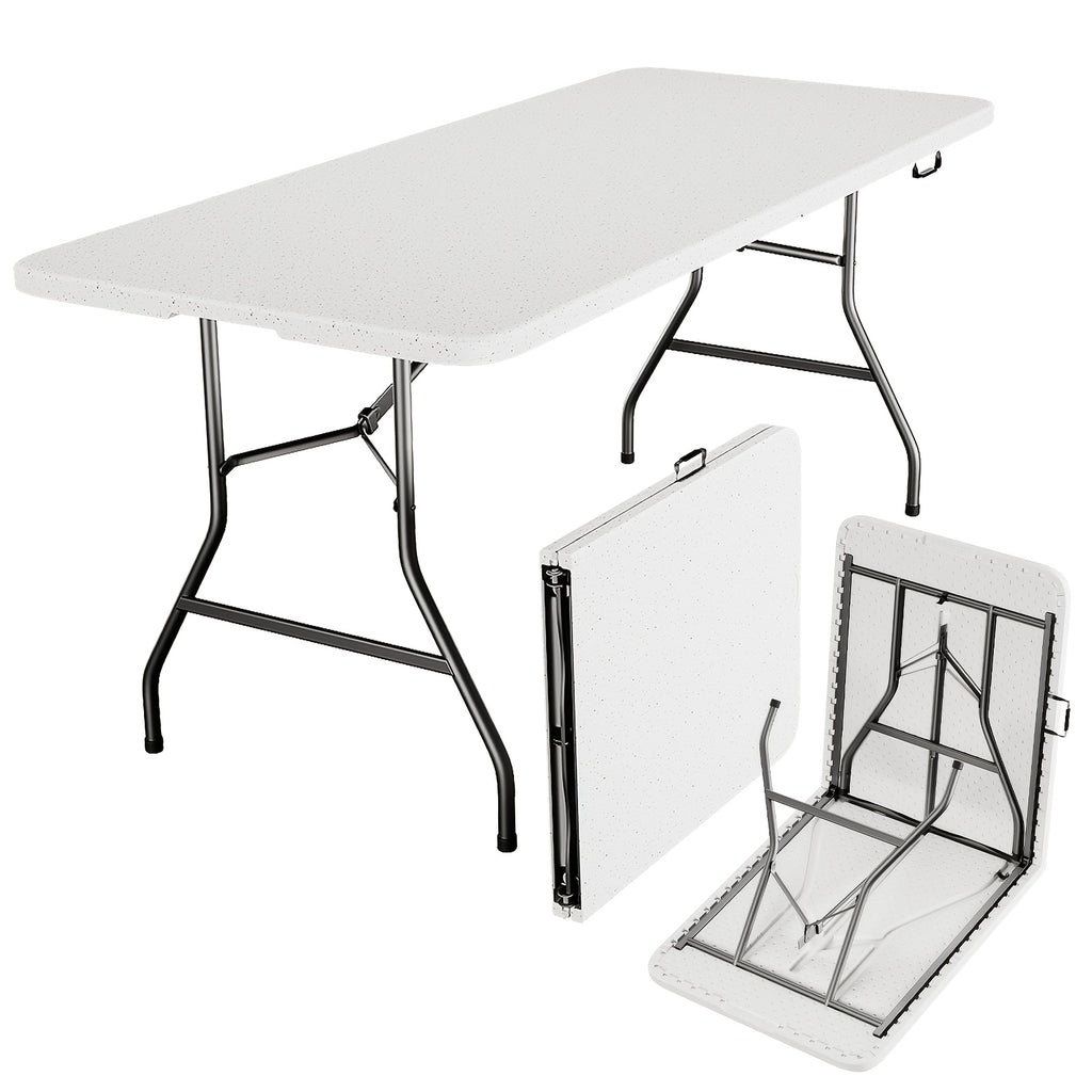 Folding Table 4ft & 6ft with Locking Mechanism – Heavy-Duty Lightweight Portable Outdoor Table for Camping, RV, Dining, Parties & Outdoor Events | White & Black
