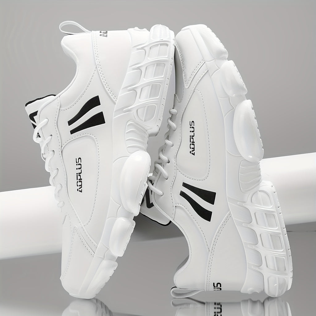 Anti-Slip Road Running Shoes for Men Wear-Resistant Rubber Sole – All-Season Low Top Lace-Up Athletic Sneakers for Gym Outdoor Casual Blue Black White