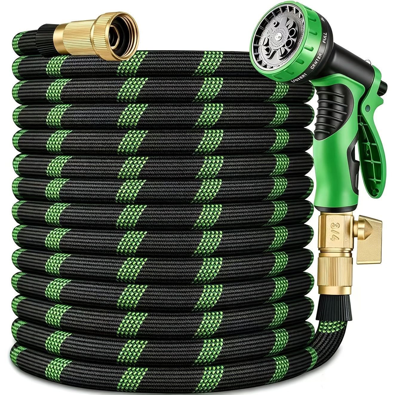 Garden Hose with 10-Function High Pressure Spray Nozzle - Lightweight Non-Expandable Water Hose for Lawn, Yard, Car Wash & Outdoor Cleaning, 10ft to 150ft with Kit Options