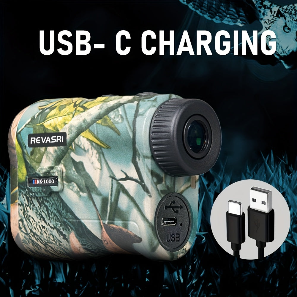 1000M Laser Rangefinder Golf Hunting Rangefinder Monocular Slope Compensation Flagpole Lock Speed Scan Mode USB Rechargeable Camouflage Outdoor