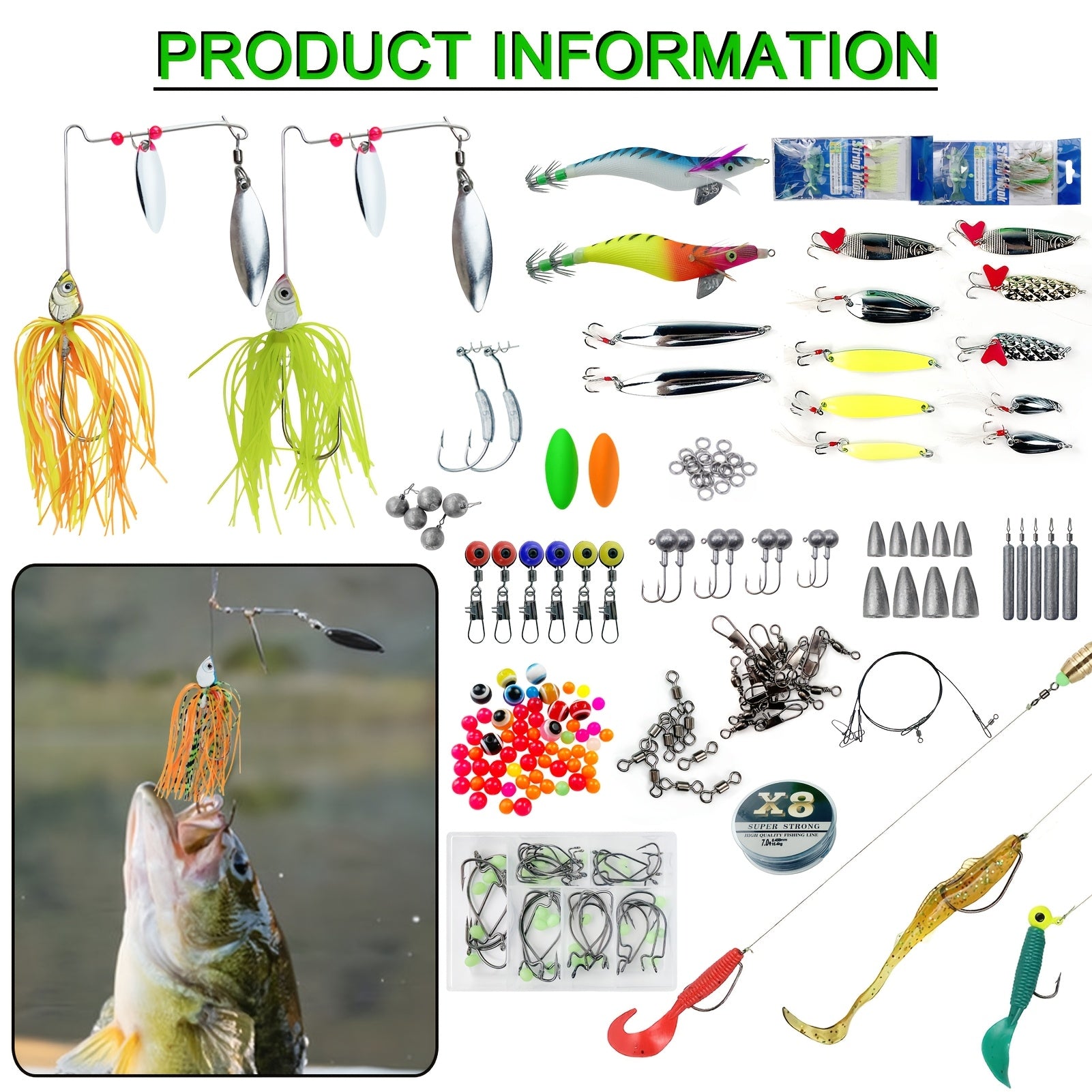 346pcs Fishing Lures Kit Complete Tackle Box Set – Crankbaits, Minnow, Spinnerbaits, Jigs, Hooks, Soft Baits, Weights & Topwater Lures for Freshwater & Saltwater