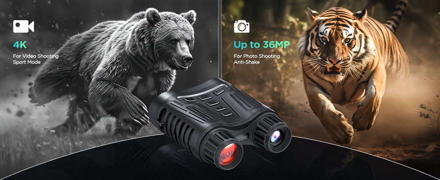 4K Night Vision Goggles for Adults – 64GB Memory Card, 3.2" Screen, 8X Digital Zoom for Hunting, Camping, Security & Outdoor Night Vision Binoculars