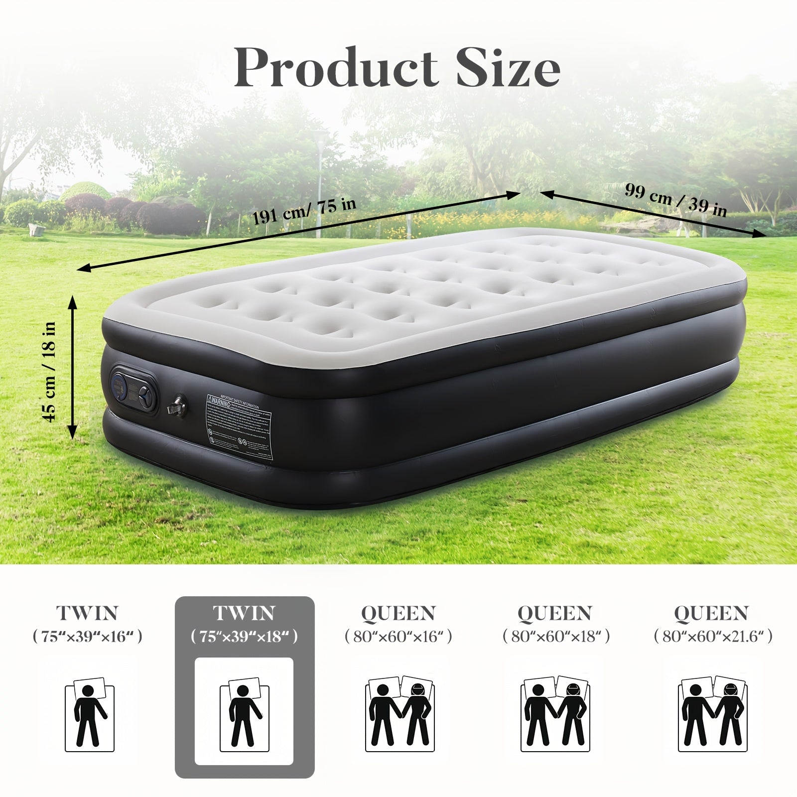 Air Mattress with Built-In Pump 660 Lbs – Inflatable Airbed 16/18/21 Inch Thick, Non-Slip Double Height, Twin & Queen for Camping, Home Guest Bed & Travel