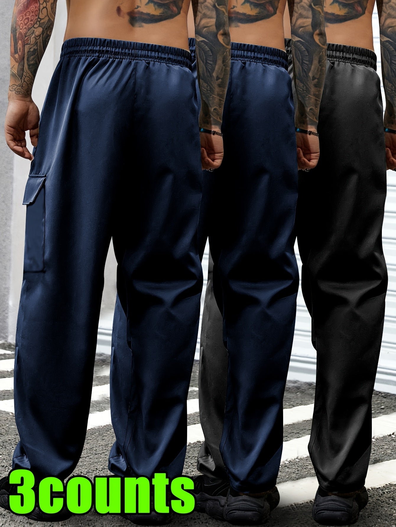 Men's Lightweight Cargo Pants with Drawstring & Elastic Waist – Multi Zipper & Side Pockets, Breathable Regular Fit for Hiking, Camping & Casual Outdoor Wear, S-XXXL