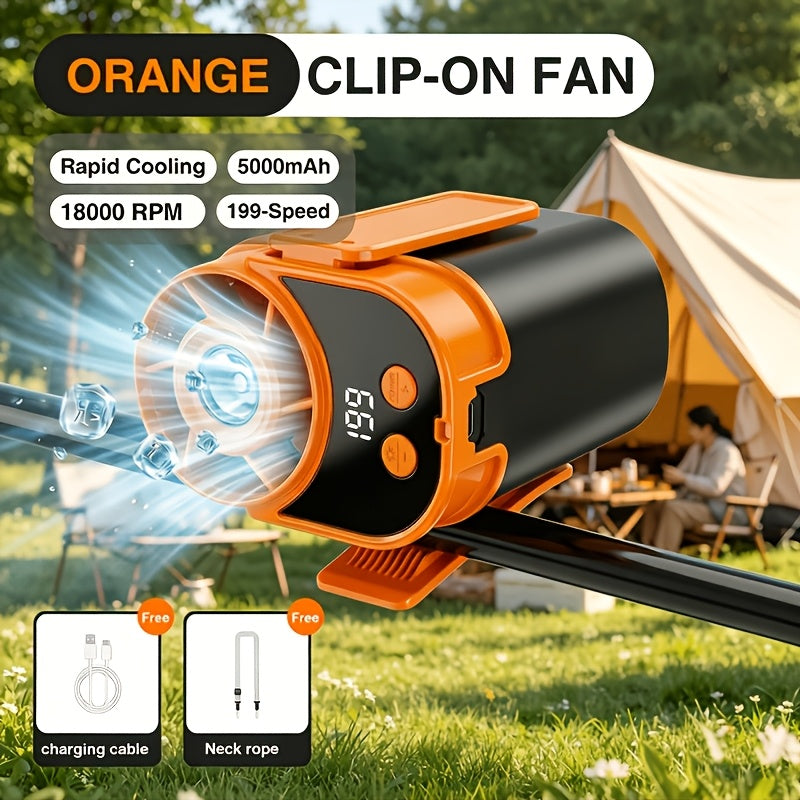 Hands-Free Neck Fan with Flashlight – 18000 RPM Brushless Motor, 199-Speed Adjustable, 5000mAh Battery, Wearable Portable Cooling Fan for Outdoor Work Camping Fishing Hiking, Single & 2-Pack