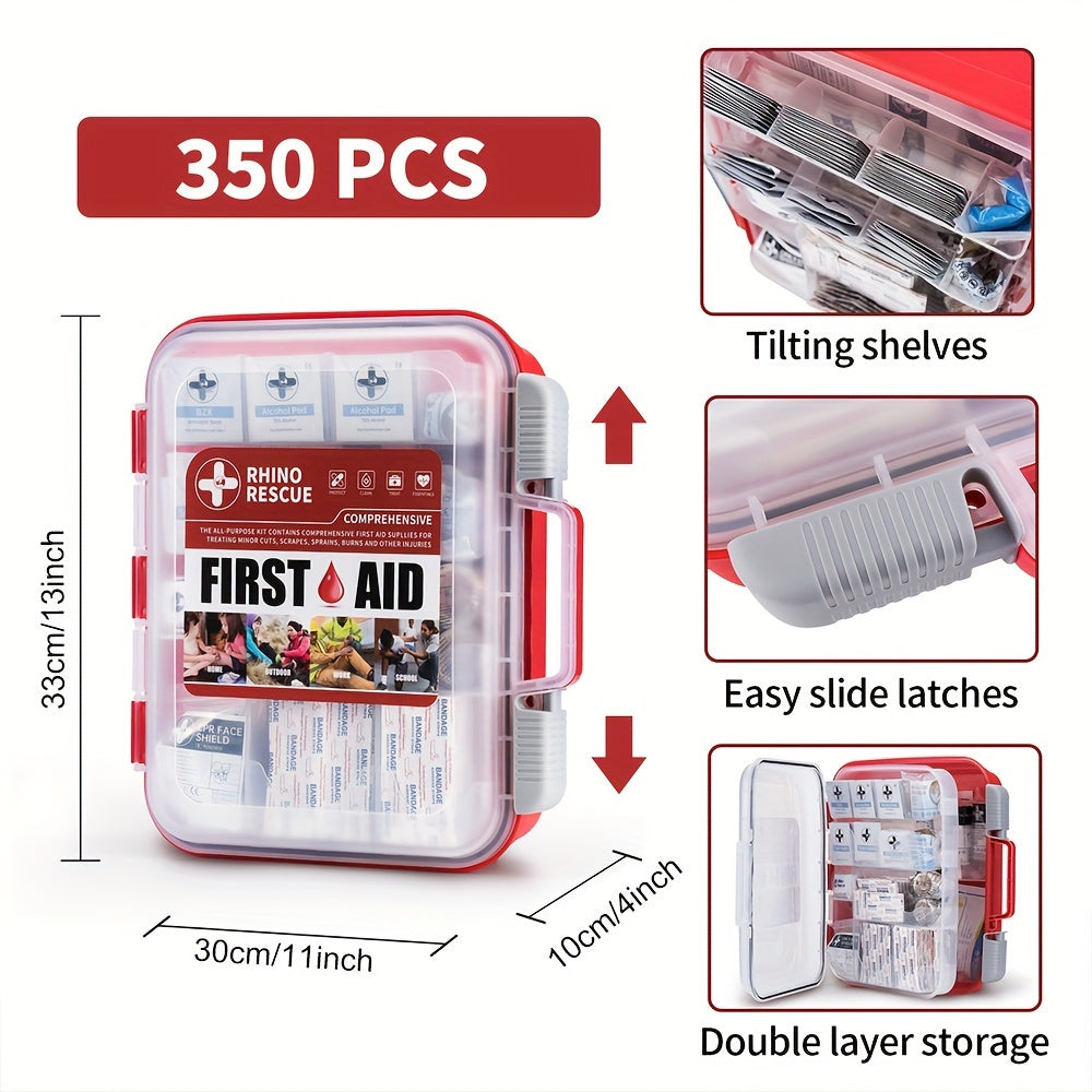 OSHA All-Purpose First Aid Kit – Professional Medical Supplies for Home Office Outdoor Emergency Business, Bandages Gauze Burn Gel Cold Pack Gloves Included