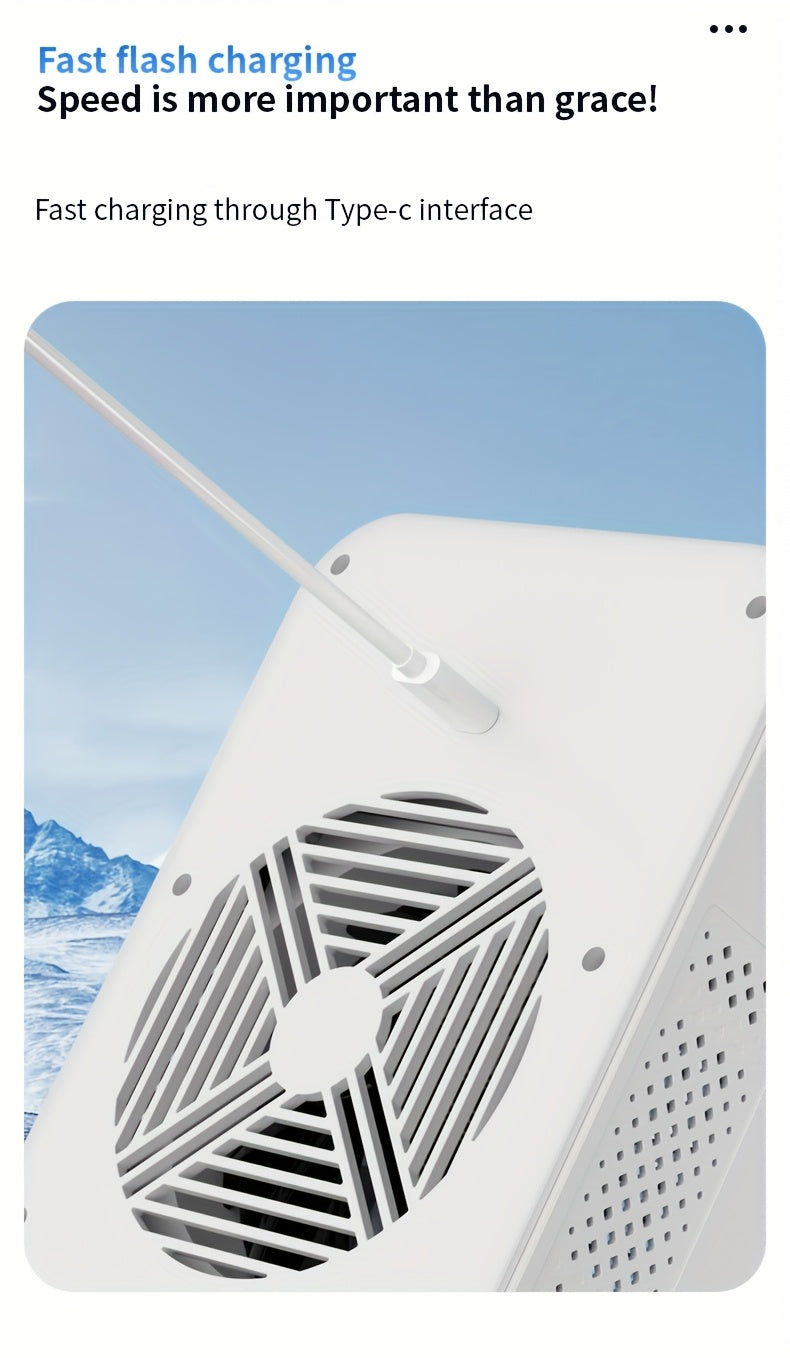 Portable Air Conditioner Fan - 6000mAh Rechargeable Personal Cooling Fan, USB-C Charging, 2 Wind Speeds & 2 Wind Modes, Touch Control, Indoor Outdoor Portable Mini AC Fan for Home, Office & Travel