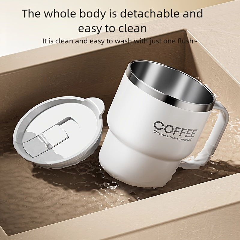 Stainless Steel Insulated Coffee Cup 13.53oz Double Wall Vacuum with Spill-Proof Lid - Wide Mouth Travel Mug with Ergonomic Handle for Hot Cold Drinks - Office Travel Home Gift Red Black White Yellow