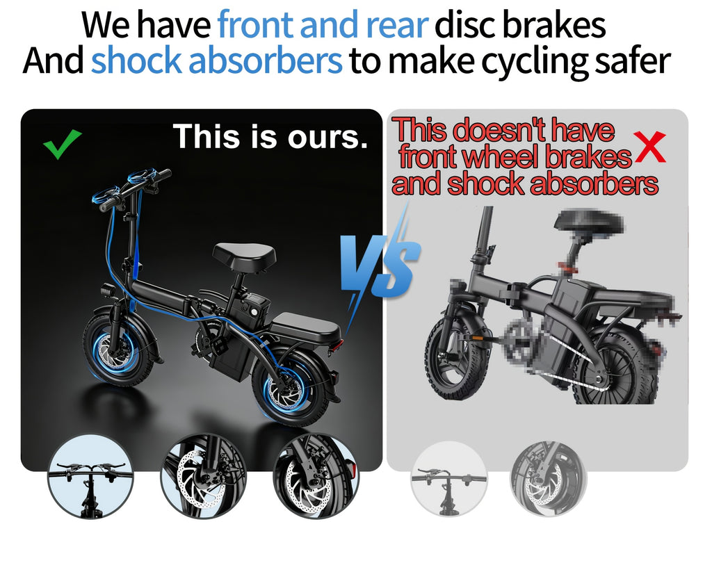 14 Inch Foldable Electric Bicycle for Adults 19MPH 48V Lithium Battery 18-28 Mile Range 330 LB Capacity Portable Folding E-Bike for Urban Commuting Outdoor Cycling - Optional Lock Phone Holder Basket